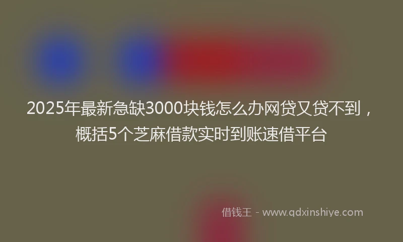 2025年最新急缺3000块钱怎么办网贷又贷不到，概括5个芝麻借款实时到账速借平台