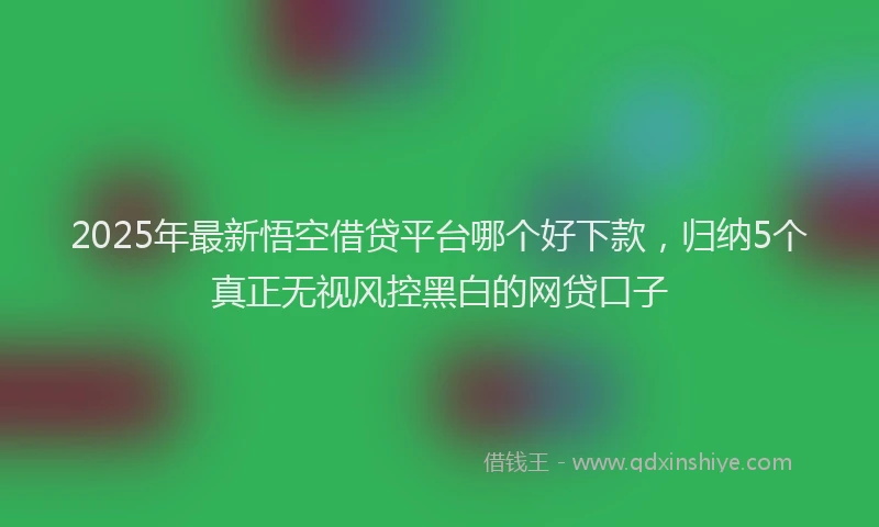 2025年最新悟空借贷平台哪个好下款，归纳5个真正无视风控黑白的网贷口子