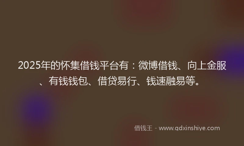 2025年的怀集借钱平台有：微博借钱、向上金服、有钱钱包、借贷易行、钱速融易等。