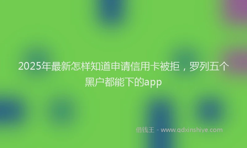 2025年最新怎样知道申请信用卡被拒，罗列五个黑户都能下的app