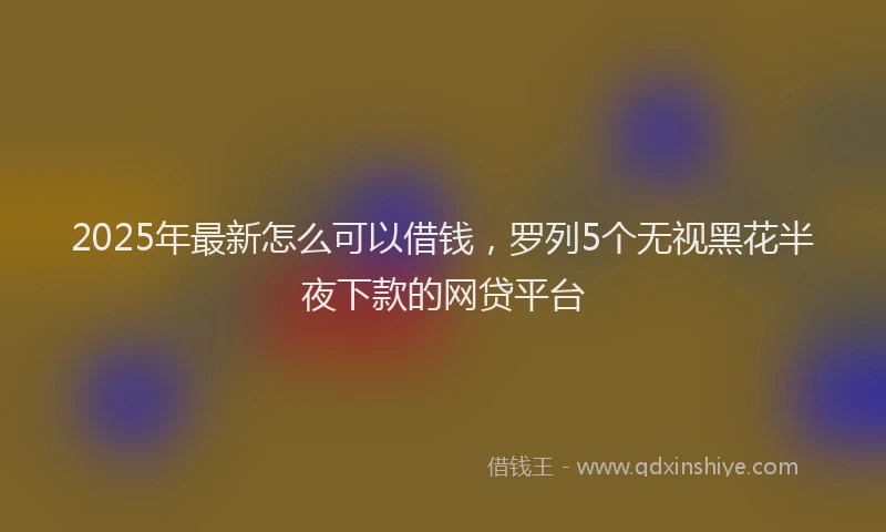 2025年最新怎么可以借钱，罗列5个无视黑花半夜下款的网贷平台