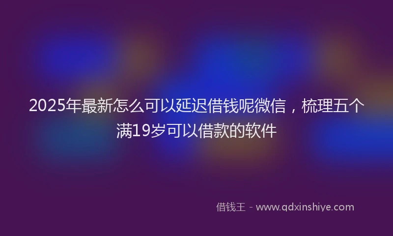 2025年最新怎么可以延迟借钱呢微信，梳理五个满19岁可以借款的软件
