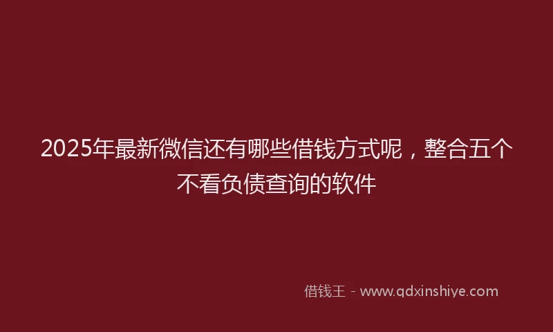 2025年最新微信还有哪些借钱方式呢，整合五个不看负债查询的软件