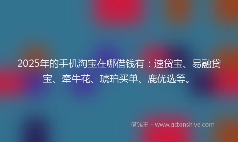 2025年的手机淘宝在哪借钱有：速贷宝、易融贷宝、牵牛花、琥珀买单、鹿优选等。