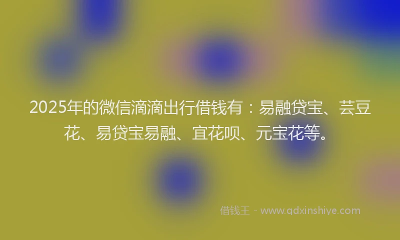 2025年的微信滴滴出行借钱有：易融贷宝、芸豆花、易贷宝易融、宜花呗、元宝花等。