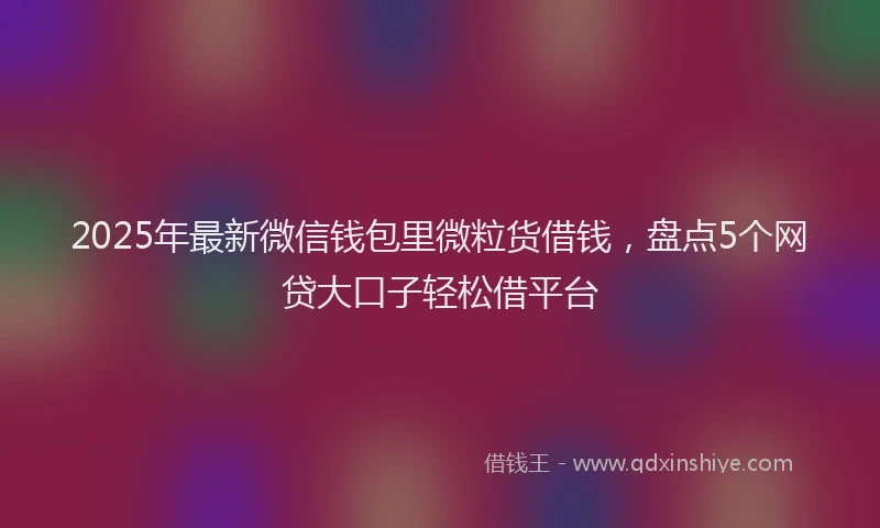 2025年最新微信钱包里微粒货借钱，盘点5个网贷大口子轻松借平台