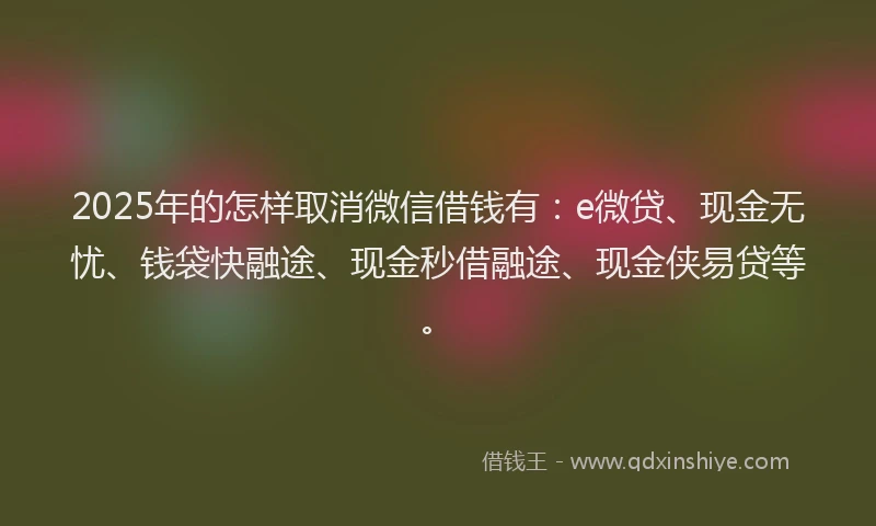 2025年的怎样取消微信借钱有：e微贷、现金无忧、钱袋快融途、现金秒借融途、现金侠易贷等。