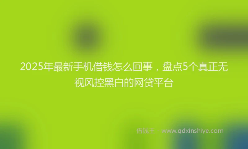 2025年最新手机借钱怎么回事，盘点5个真正无视风控黑白的网贷平台