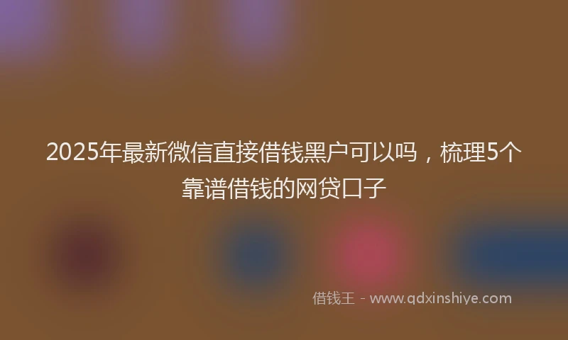 2025年最新微信直接借钱黑户可以吗，梳理5个靠谱借钱的网贷口子