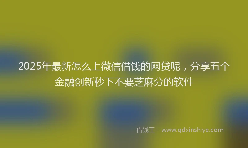 2025年最新怎么上微信借钱的网贷呢，分享五个金融创新秒下不要芝麻分的软件