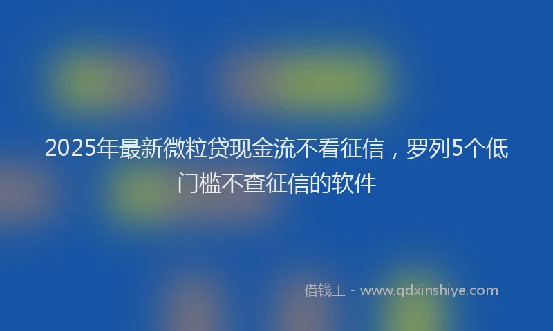 2025年最新微粒贷现金流不看征信，罗列5个低门槛不查征信的软件