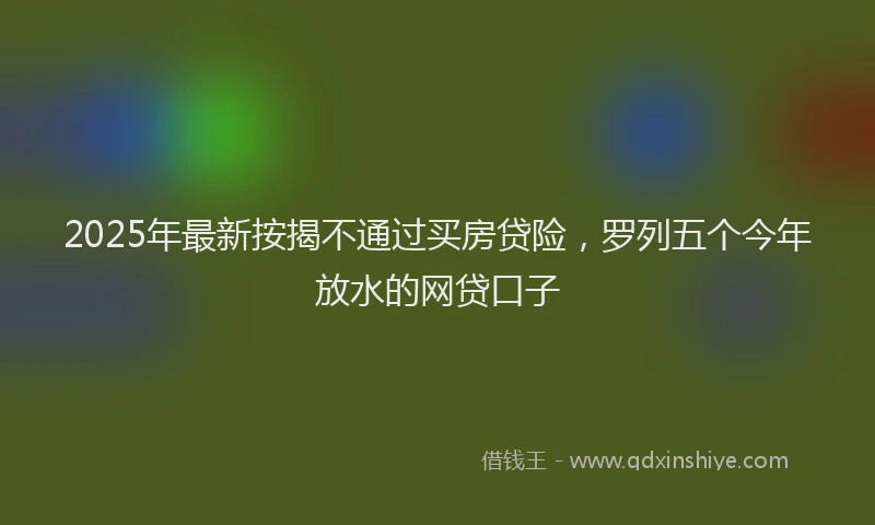 2025年最新按揭不通过买房贷险，罗列五个今年放水的网贷口子