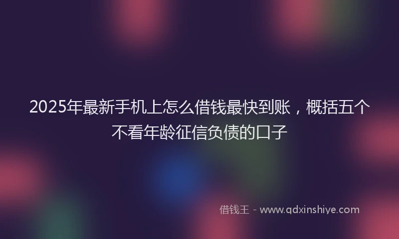 2025年最新手机上怎么借钱最快到账，概括五个不看年龄征信负债的口子