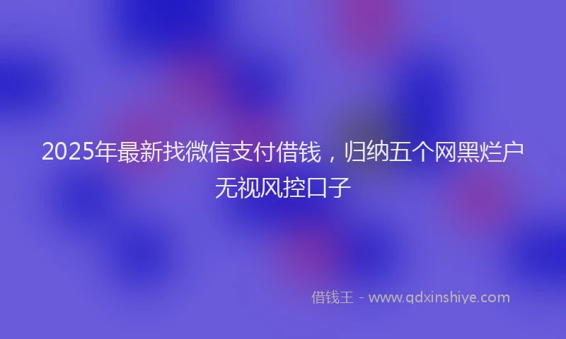 2025年最新找微信支付借钱，归纳五个网黑烂户无视风控口子