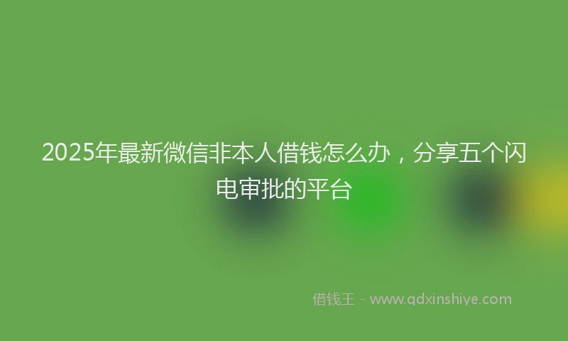 2025年最新微信非本人借钱怎么办，分享五个闪电审批的平台