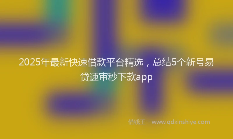 2025年最新快速借款平台精选，总结5个新号易贷速审秒下款app