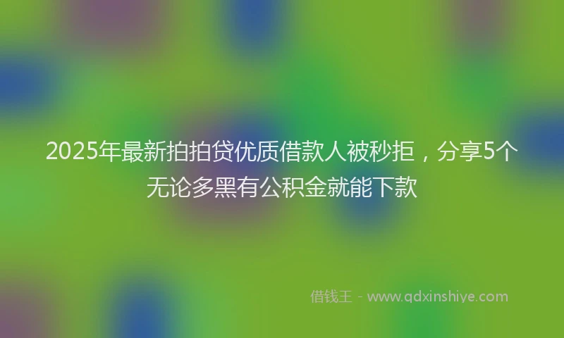 2025年最新拍拍贷优质借款人被秒拒，分享5个无论多黑有公积金就能下款