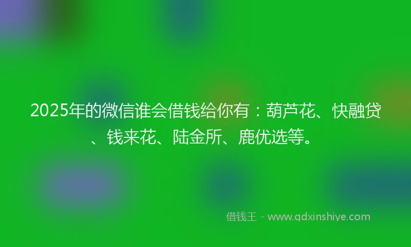 2025年的微信谁会借钱给你有：葫芦花、快融贷、钱来花、陆金所、鹿优选等。