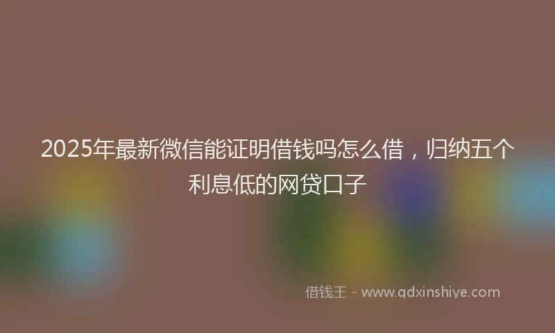 2025年最新微信能证明借钱吗怎么借，归纳五个利息低的网贷口子