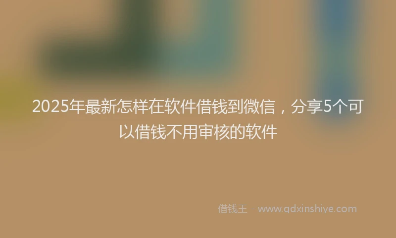 2025年最新怎样在软件借钱到微信，分享5个可以借钱不用审核的软件