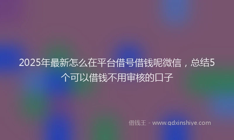 2025年最新怎么在平台借号借钱呢微信，总结5个可以借钱不用审核的口子