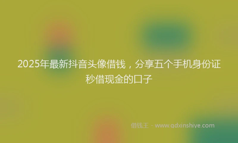 2025年最新抖音头像借钱，分享五个手机身份证秒借现金的口子