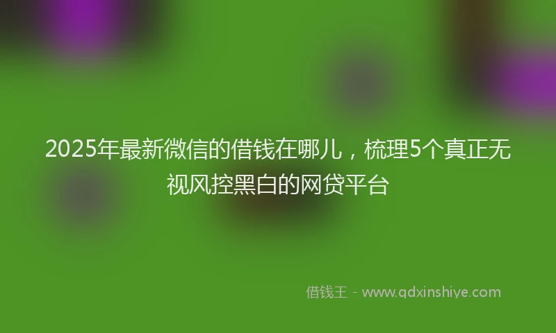 2025年最新微信的借钱在哪儿，梳理5个真正无视风控黑白的网贷平台