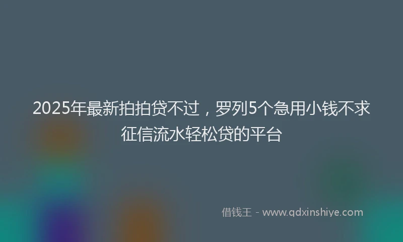2025年最新拍拍贷不过，罗列5个急用小钱不求征信流水轻松贷的平台