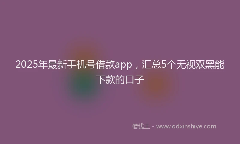 2025年最新手机号借款app，汇总5个无视双黑能下款的口子