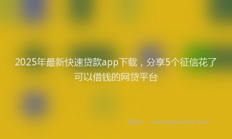 2025年最新快速贷款app下载，分享5个征信花了可以借钱的网贷平台