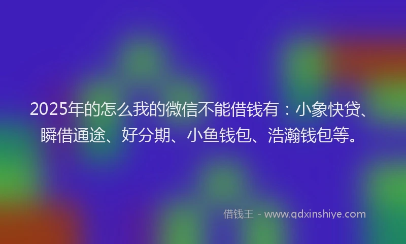 2025年的怎么我的微信不能借钱有：小象快贷、瞬借通途、好分期、小鱼钱包、浩瀚钱包等。