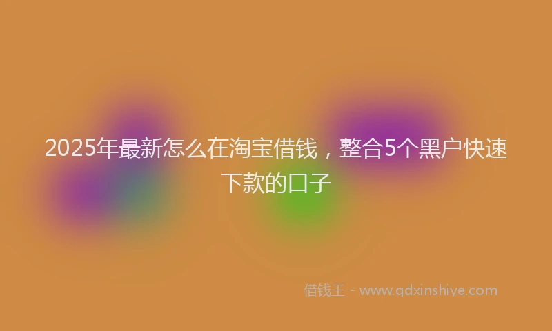 2025年最新怎么在淘宝借钱，整合5个黑户快速下款的口子