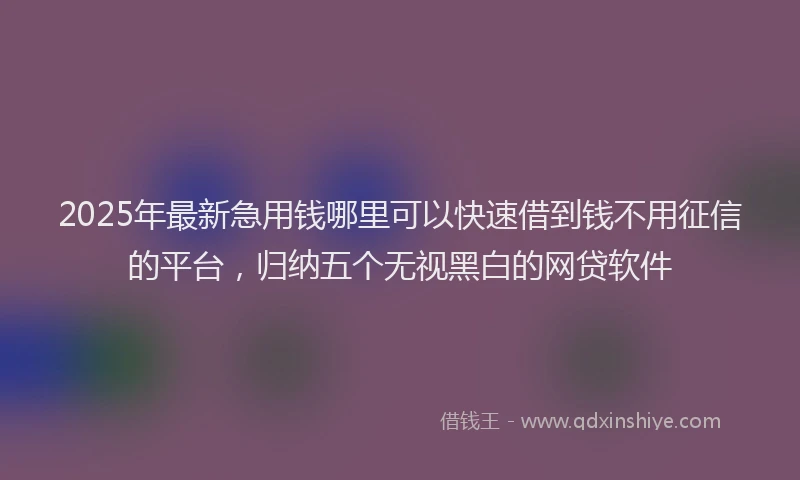 2025年最新急用钱哪里可以快速借到钱不用征信的平台，归纳五个无视黑白的网贷软件