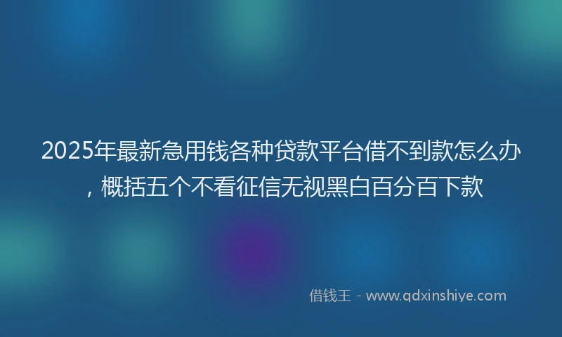 2025年最新急用钱各种贷款平台借不到款怎么办，概括五个不看征信无视黑白百分百下款