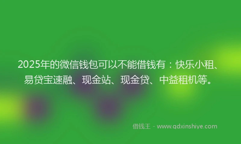 2025年的微信钱包可以不能借钱有：快乐小租、易贷宝速融、现金站、现金贷、中益租机等。