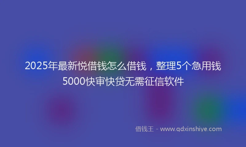 2025年最新悦借钱怎么借钱，整理5个急用钱5000快审快贷无需征信软件