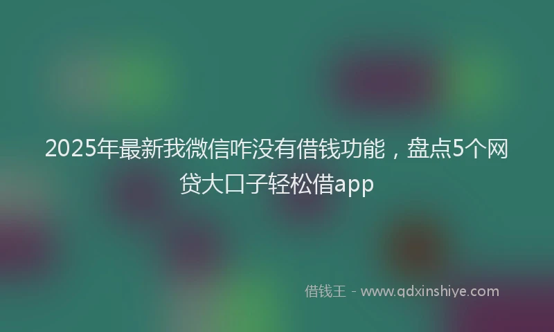 2025年最新我微信咋没有借钱功能，盘点5个网贷大口子轻松借app
