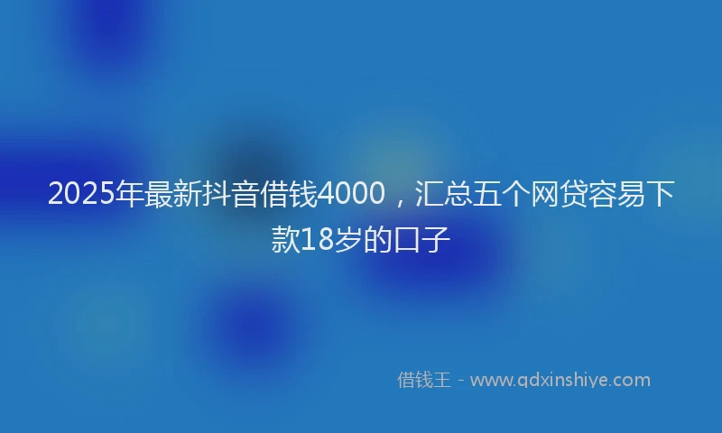 2025年最新抖音借钱4000，汇总五个网贷容易下款18岁的口子