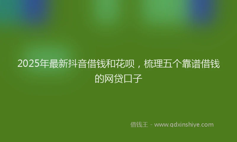 2025年最新抖音借钱和花呗，梳理五个靠谱借钱的网贷口子