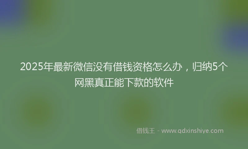 2025年最新微信没有借钱资格怎么办，归纳5个网黑真正能下款的软件