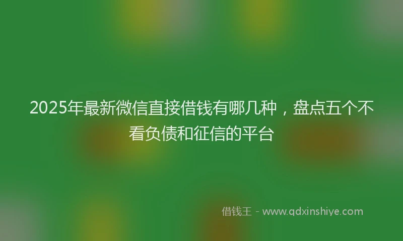 2025年最新微信直接借钱有哪几种，盘点五个不看负债和征信的平台