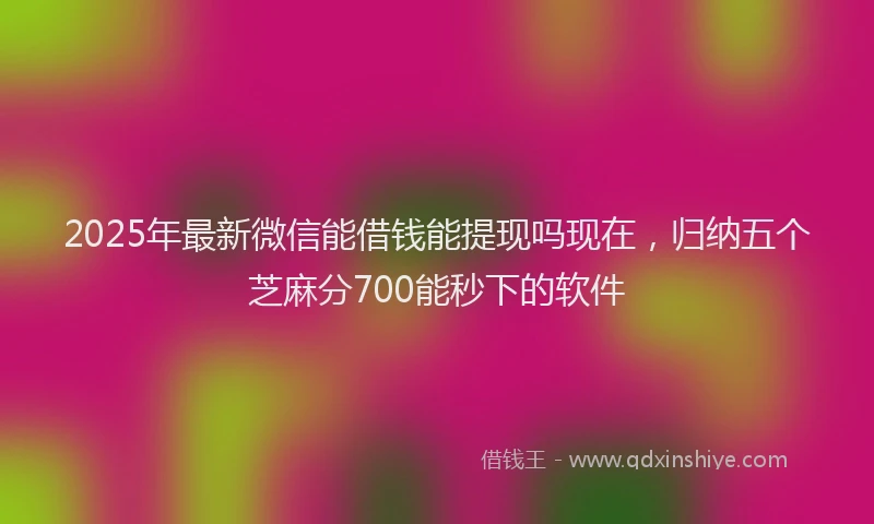 2025年最新微信能借钱能提现吗现在，归纳五个芝麻分700能秒下的软件