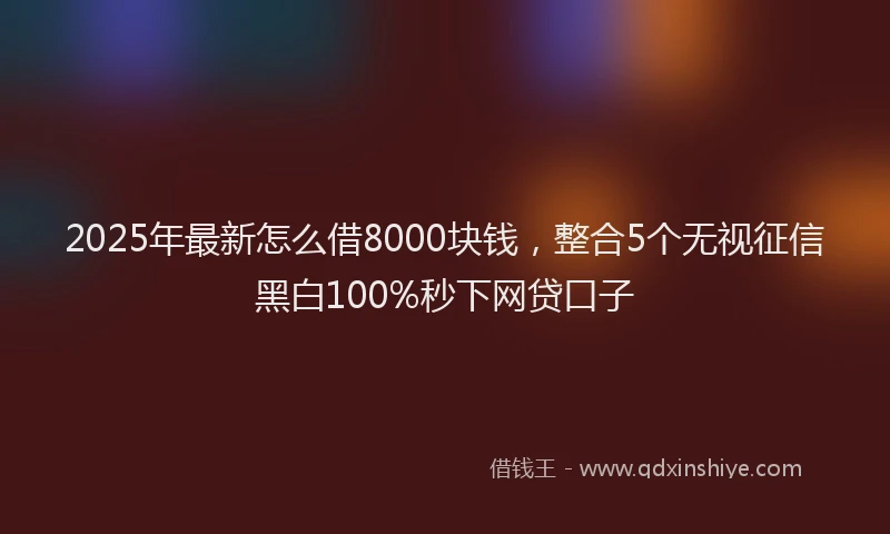 2025年最新怎么借8000块钱，整合5个无视征信黑白100%秒下网贷口子