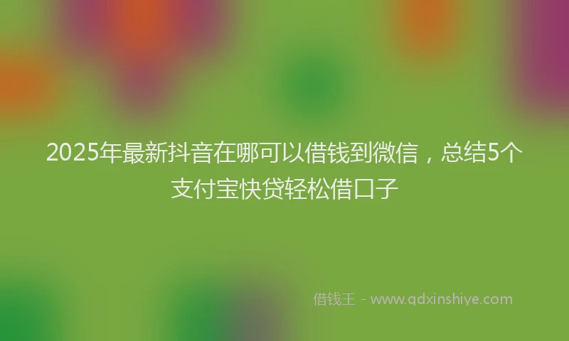 2025年最新抖音在哪可以借钱到微信，总结5个支付宝快贷轻松借口子