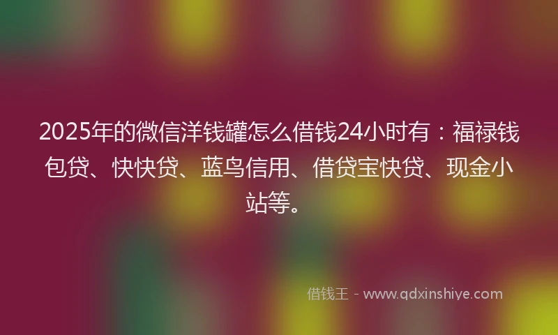 2025年的微信洋钱罐怎么借钱24小时有：福禄钱包贷、快快贷、蓝鸟信用、借贷宝快贷、现金小站等。