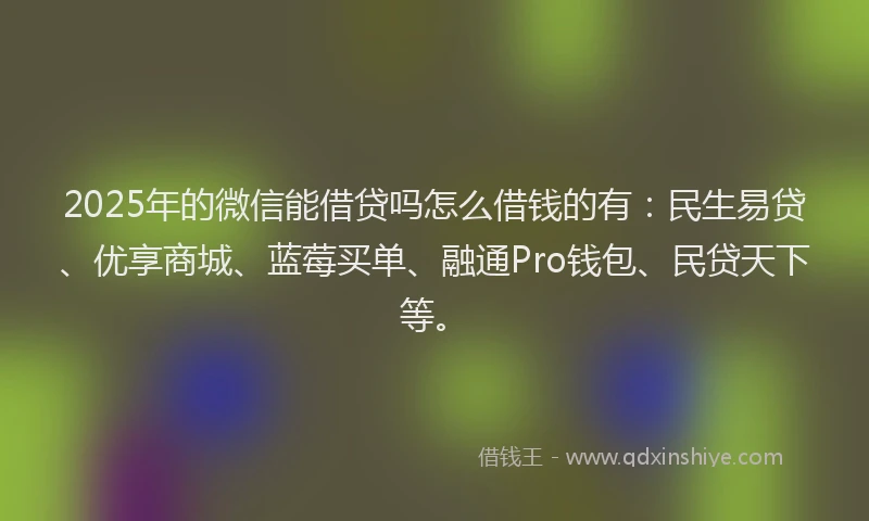 2025年的微信能借贷吗怎么借钱的有：民生易贷、优享商城、蓝莓买单、融通Pro钱包、民贷天下等。