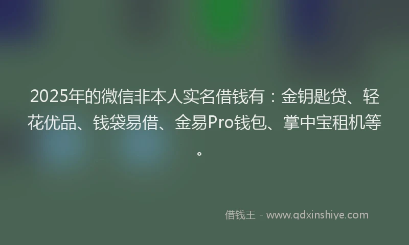 2025年的微信非本人实名借钱有：金钥匙贷、轻花优品、钱袋易借、金易Pro钱包、掌中宝租机等。