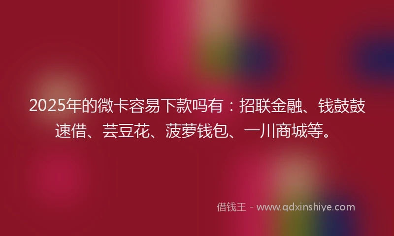 2025年的微卡容易下款吗有：招联金融、钱鼓鼓速借、芸豆花、菠萝钱包、一川商城等。
