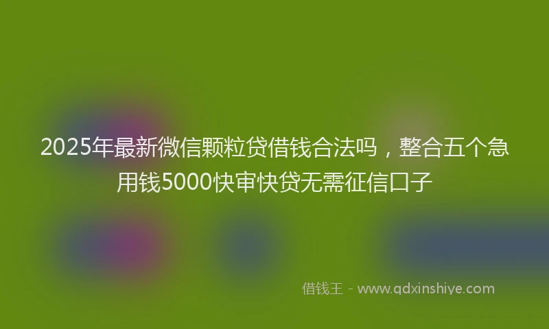 2025年最新微信颗粒贷借钱合法吗，整合五个急用钱5000快审快贷无需征信口子