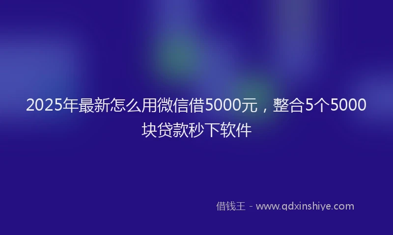 2025年最新怎么用微信借5000元，整合5个5000块贷款秒下软件